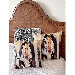 22 X 22 Audrey Hepburn Gold Metallic Stripe Pillow Cover